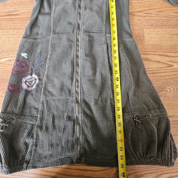 XCVI Green Embroidered Floral Long Full Zip Jacket Size Small - Picture 6 of 6